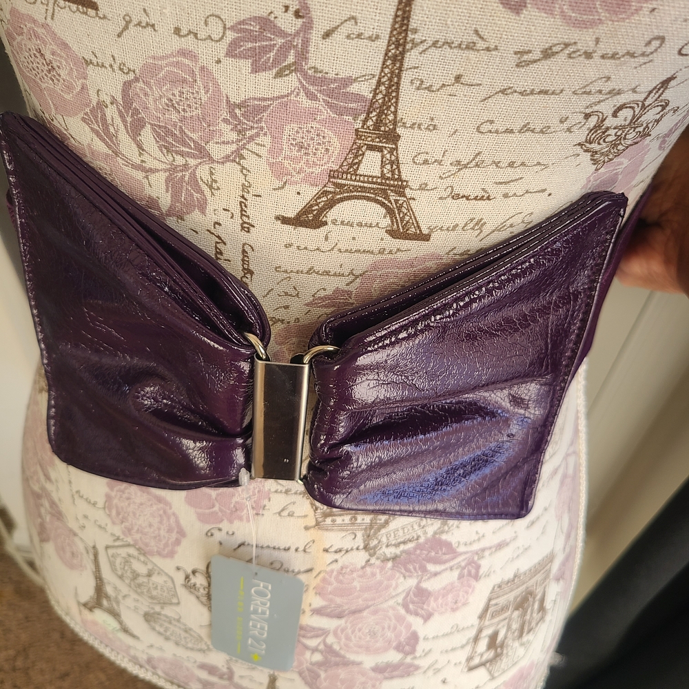 Forever 21 Purple Bow Belt ~ Faux Snakeskin